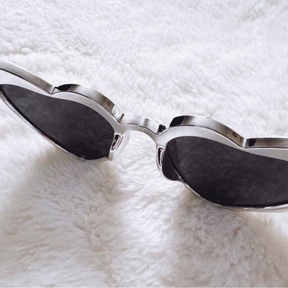 Addison Silver Heart-Shaped Sunglasses - Picture 8 of 12
